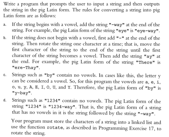  Write a program that prompts the user to input a string