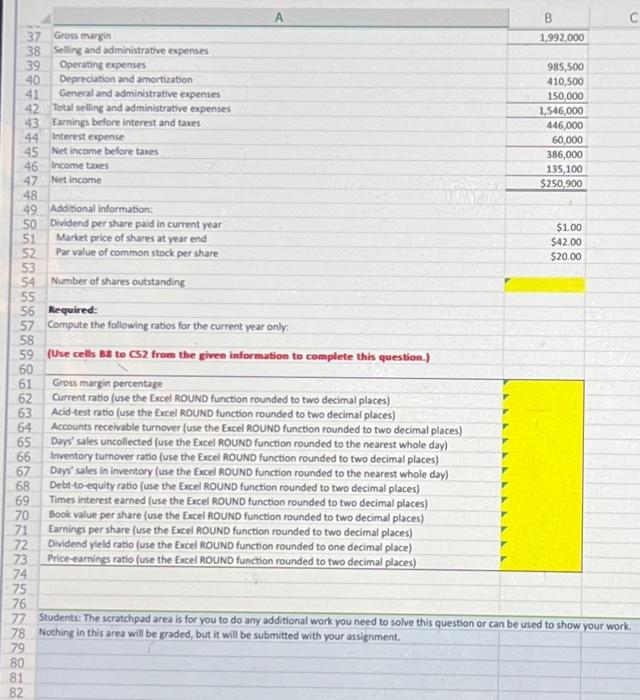 you to do any additional work you need to solve this question