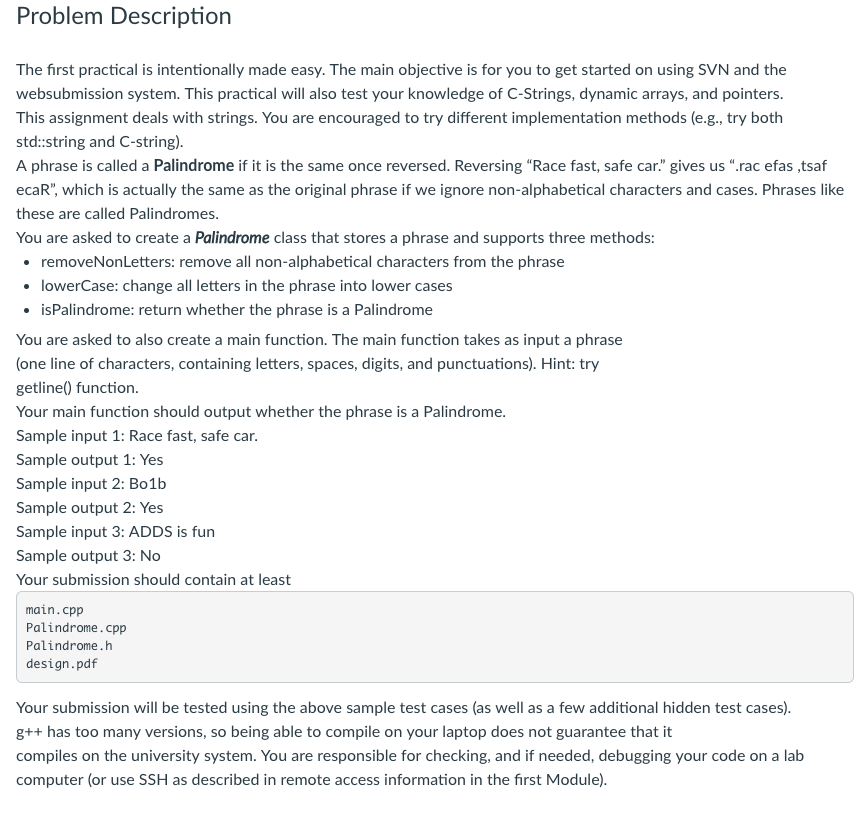  Problem Description The first practical is intentionally made easy. The main