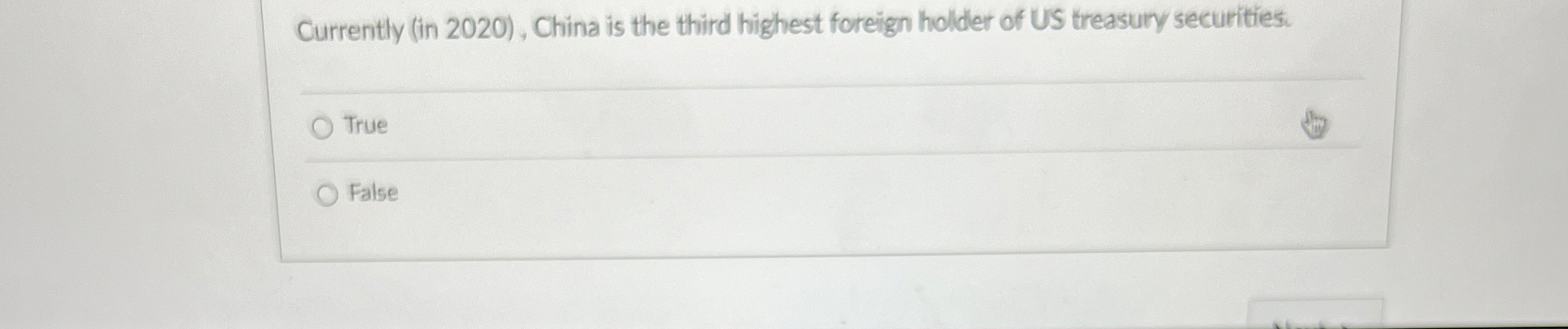  Currently (in 2020), China is the third highest foreign holder of
