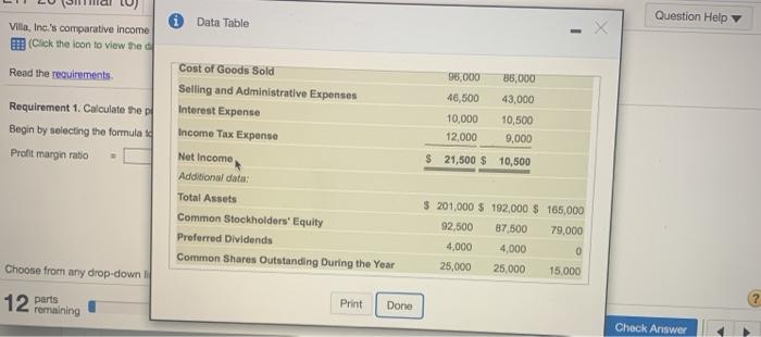 Inc.'s corporative Income staternent follows. The 2017 data are given as needed.