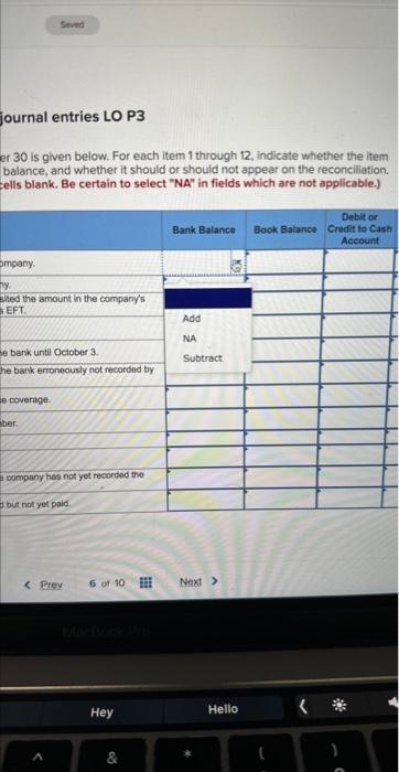 should be added to or subtracted from the book or bank balance,