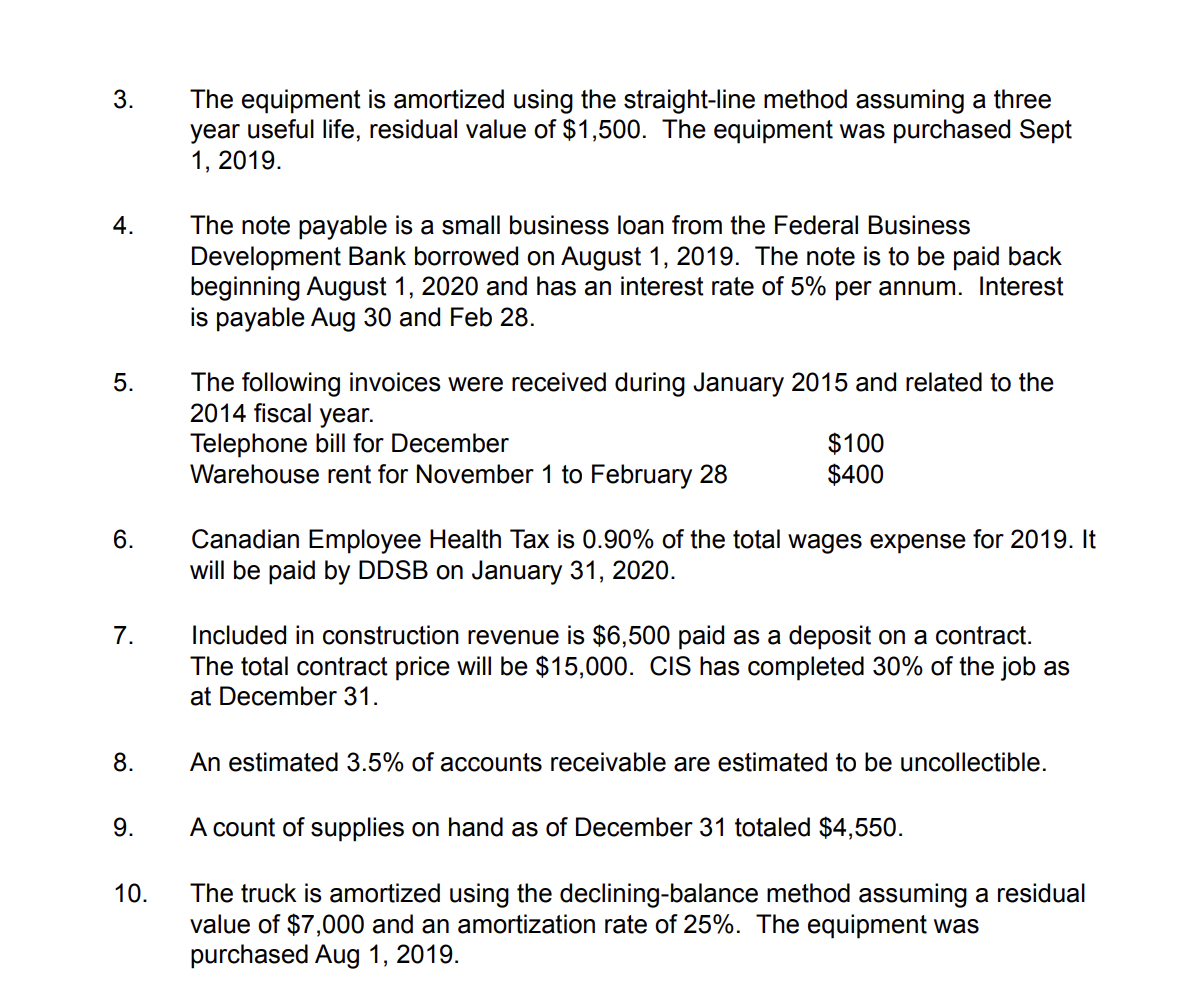 General Journal Please 3. The equipment is amortized using the straight-line