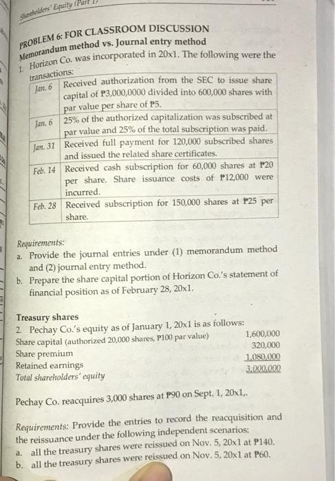 pls help me tyyyy PROBLEM 6: FOR CLASSROOM DISCUSSION Nemorandum method vs.