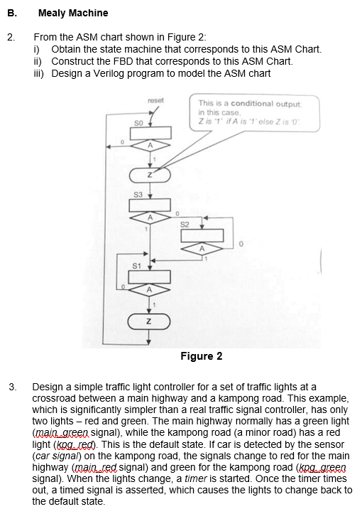Please answer all B. Mealy Machine 2. From the ASM chart shown