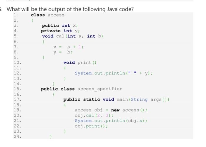 the following Java code