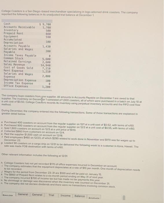  I need help with the Journal Entry, Income Statement, and Balance