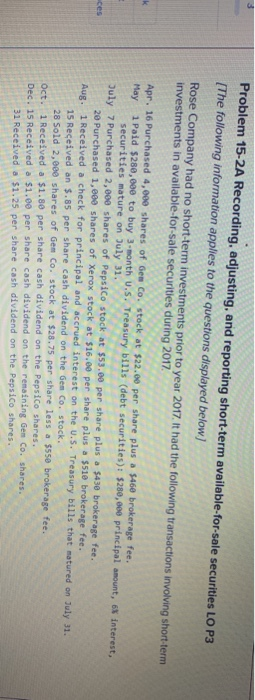 per share are: Gem Co., $24.25: PepsiCo, $50.25; and Xerox, $13.00. Comparison