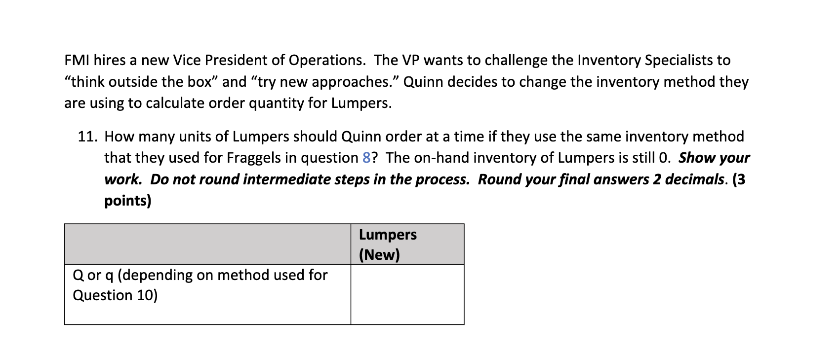 makes Widgets. They forecast the annual demand for Widgets to be 1,660