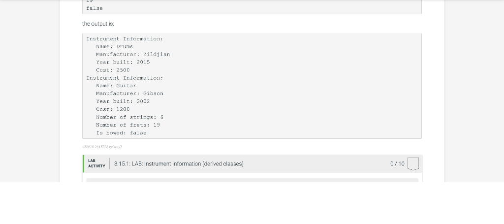 define a derived class, StringInstrument, with methods to set and get private