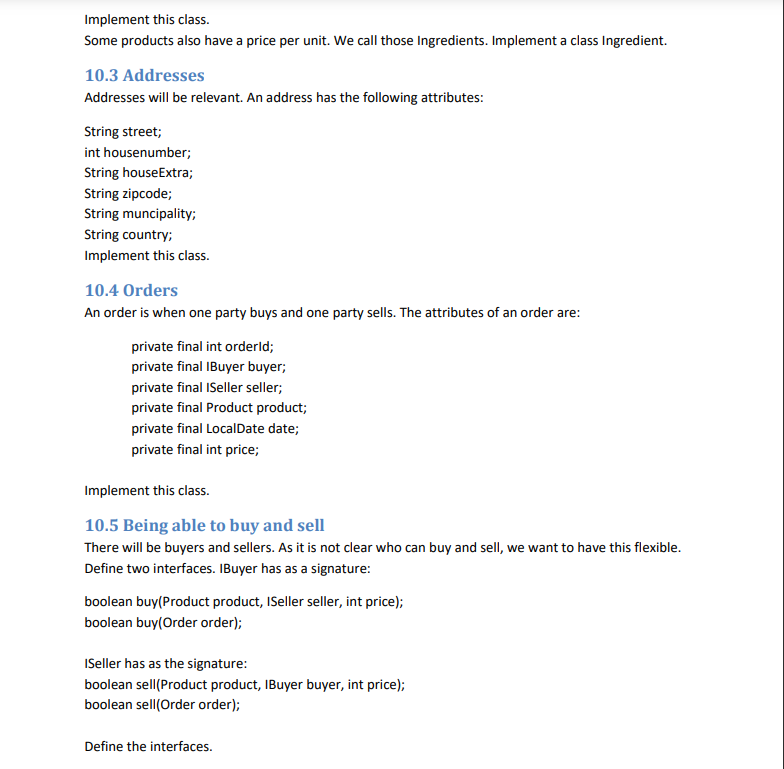 is about companies and customers, who produce, buy and sell products. Parties