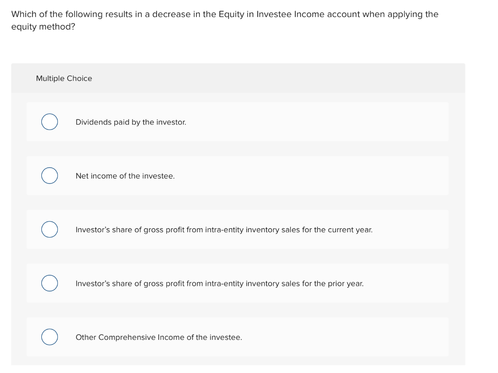  Which of the following results in a decrease in the Equity