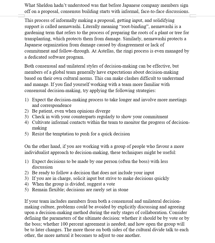 and global management or leadership roles. Please justify your answers When I