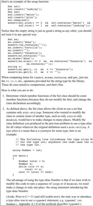 an abstract data type Set of strings, representing the concept of a