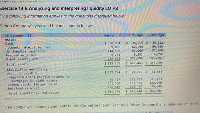 company's income statements for the Current Year and 1 Year Ago, follow.