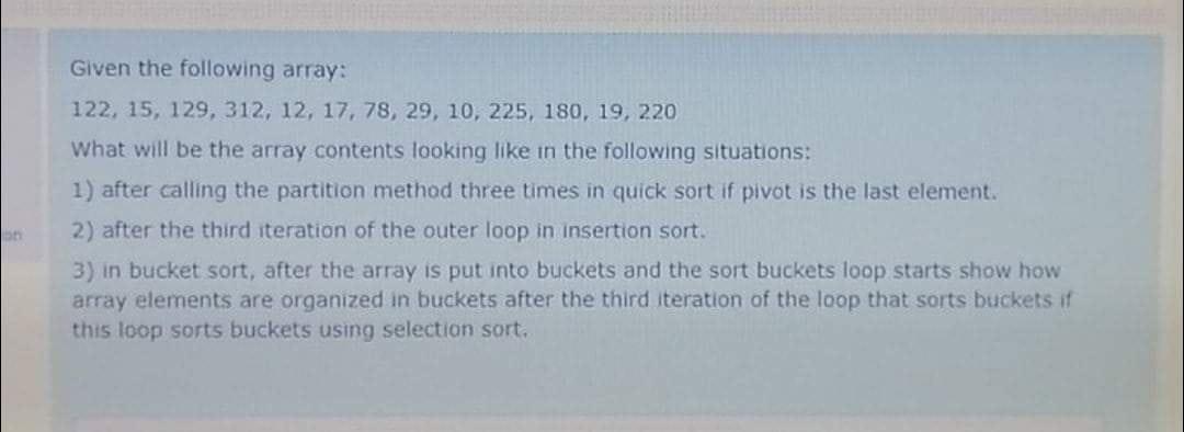 Data structure in java language ,please i don't have time Given the