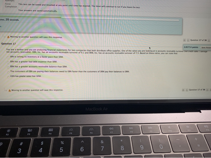  Attempts Force Completion This test can be saved and resumed at