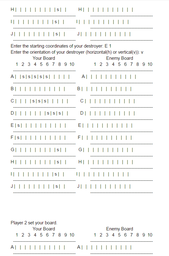 the following: Global constants storing the size of each of the 5
