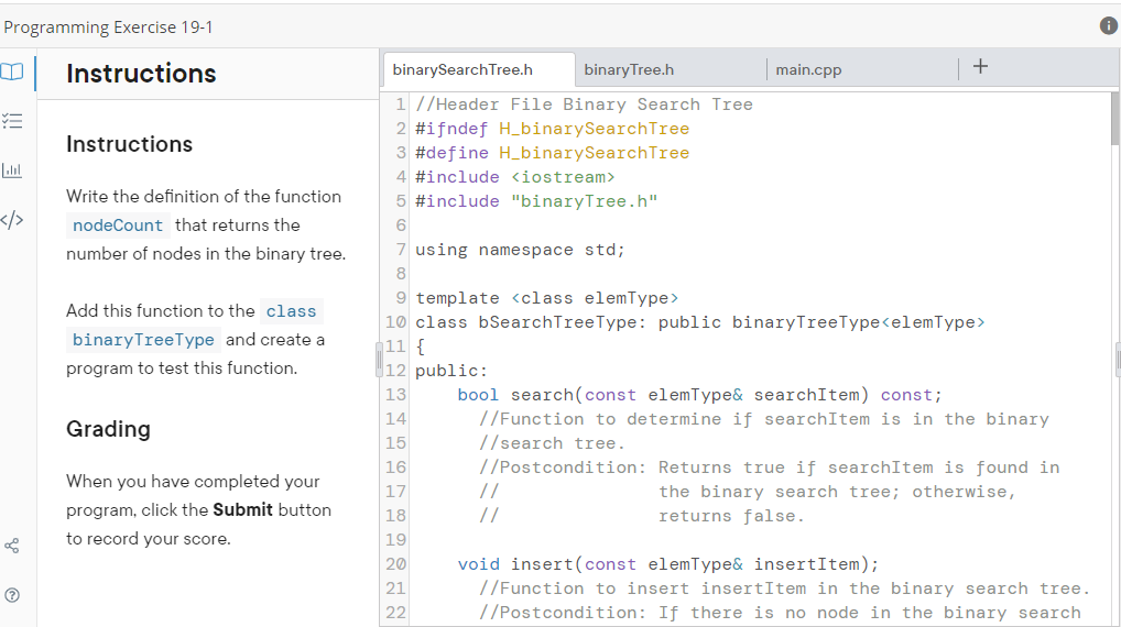 Programming Exercise 19-1: Analysis of Algorithms Write the definition of the function