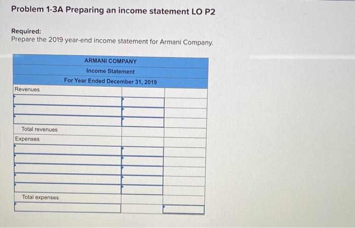 5 LO P2 As of December 31, 2019. Armani Company's financial records