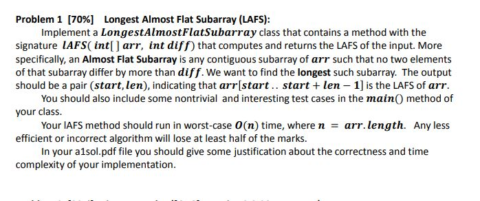 Implement a class that contains a method with the signature ( [