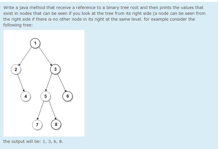  Write a java method that receive a reference to a binary