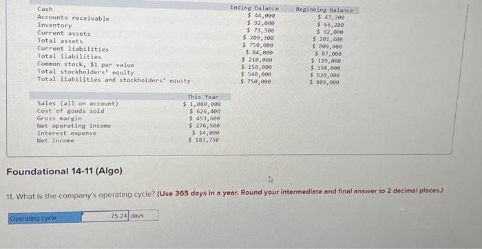 The answers I have were marked wrong. please help Foundational 14-11 (Algo)