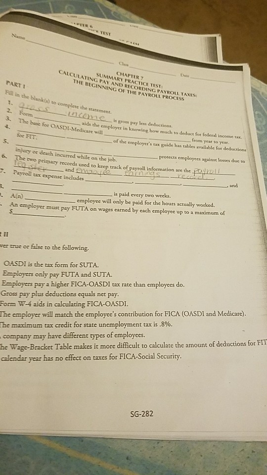 can someone please help me with these CHAPTER 7 SUMMARY PRACTICE TEST