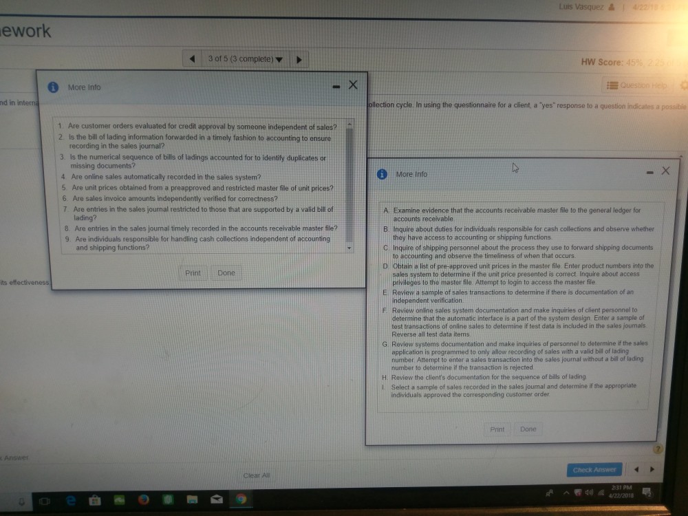 questions of the type generally found in intern internal control, whereas a