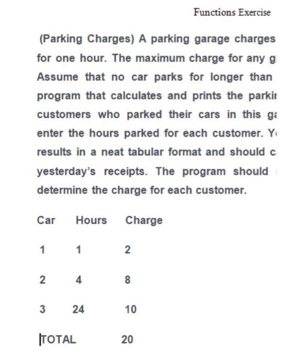 function to calculate the results. 2. The program should use selection and