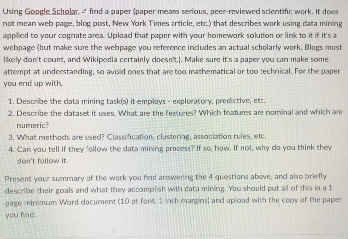  Using Google Scholar, e find a paper (paper means serious, peer-reviewed