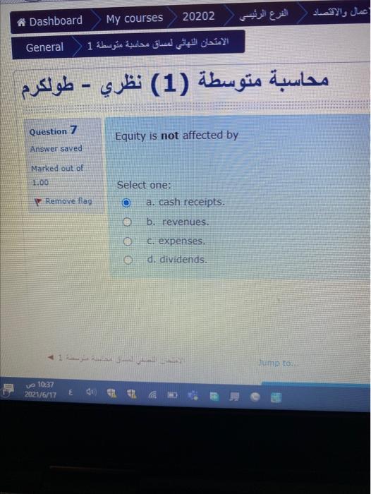  20202 My courses Dashboard General 1 (1) - - Question 7