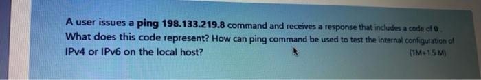 router R1. enable _login A user issues a ping 198.133.219.8 command and