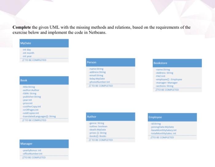 COTT 1. Class MyDate Define all attributes and implement all the necessary
