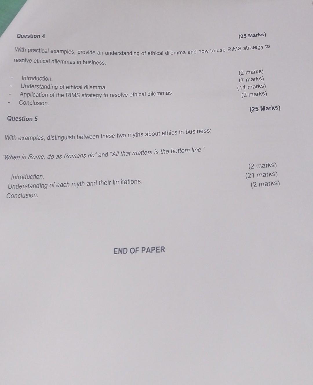  Question 4 (25 Marks) With practical examples, provide an understanding of