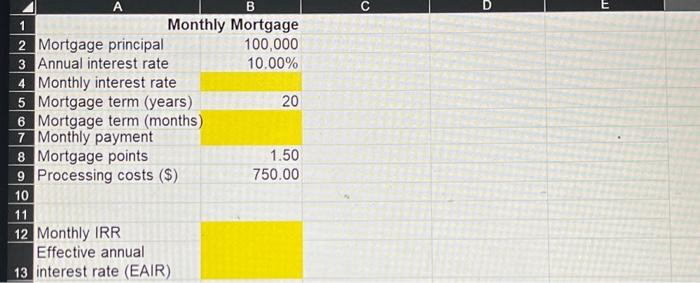 Mont & Mortgage \\ \hline 2 & Mortgage principal & 100,000 \\