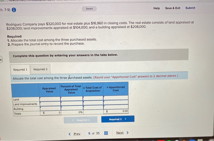  h. 7-9) Saved Help Save & Exit Submit Rodriguez Company pays