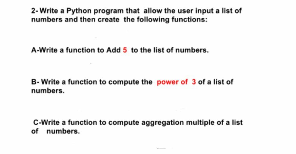  paython 2- Write a Python program that allow the user input