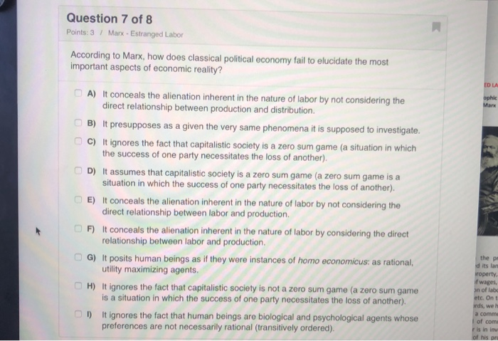 based off the reading "estranged labor" by karl marx. THERE ARE THREE