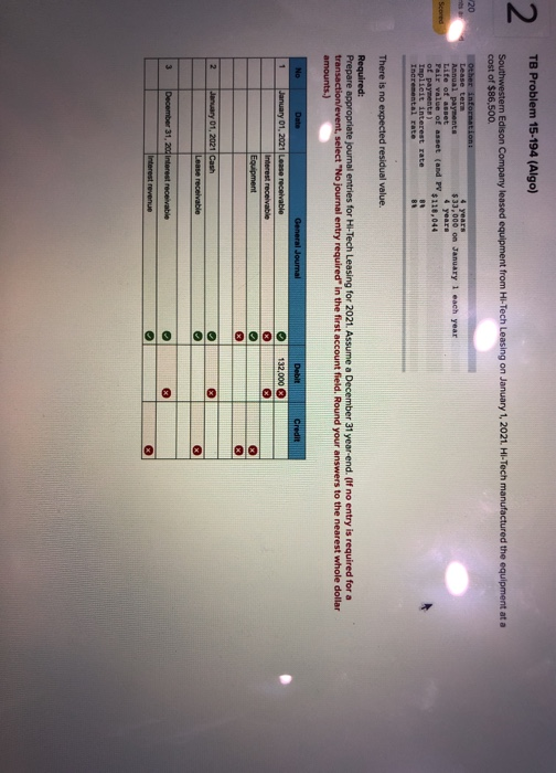 confused olease help on values and first entry TB Problem 15-194 (Algo)