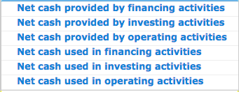time with accounting. Below are the options you can put in each