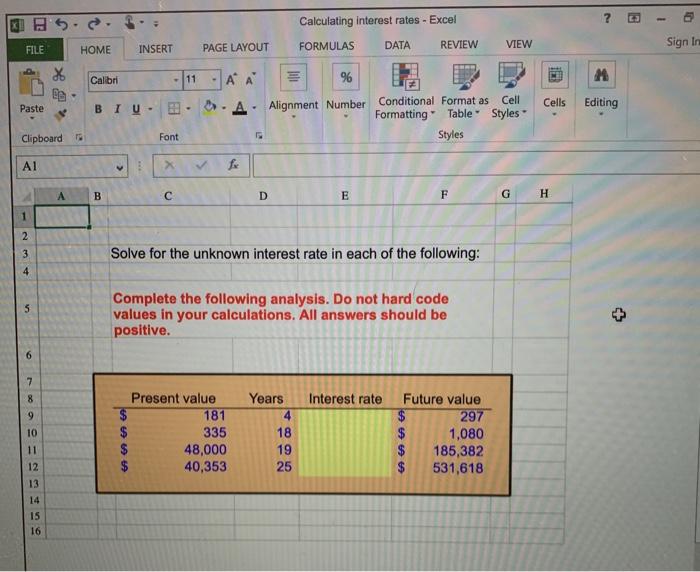  2 5 1 Calculating interest rates - Excel FILE INSERT FORMULAS