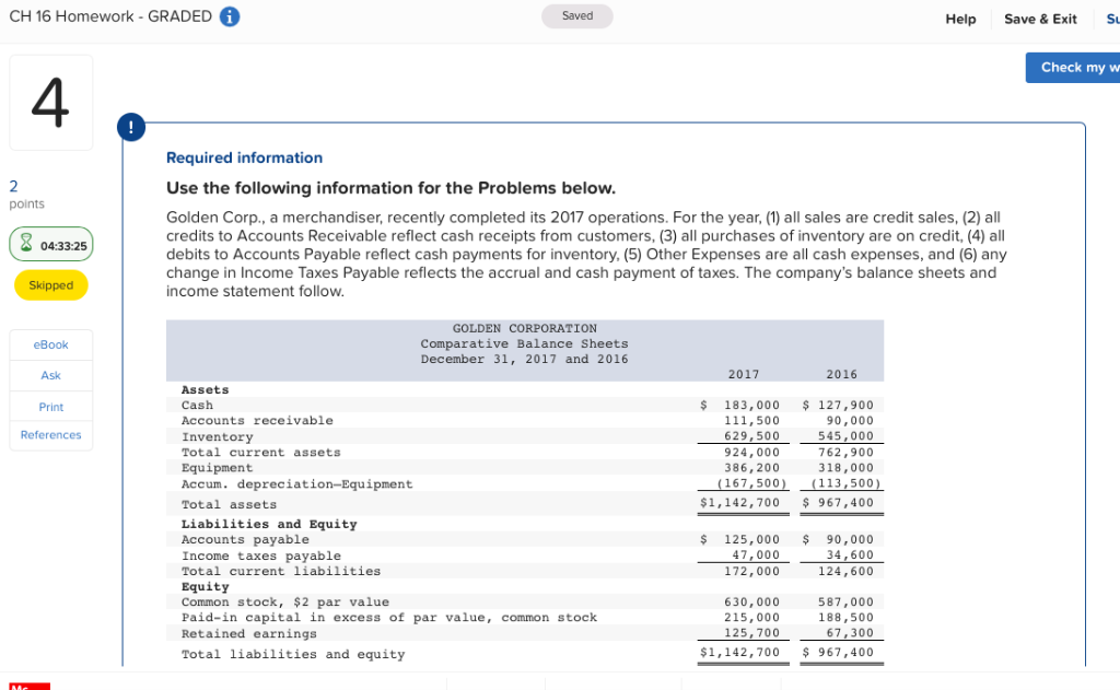CH 16 Homework - GRADED 6 Saved Help Save & Exit