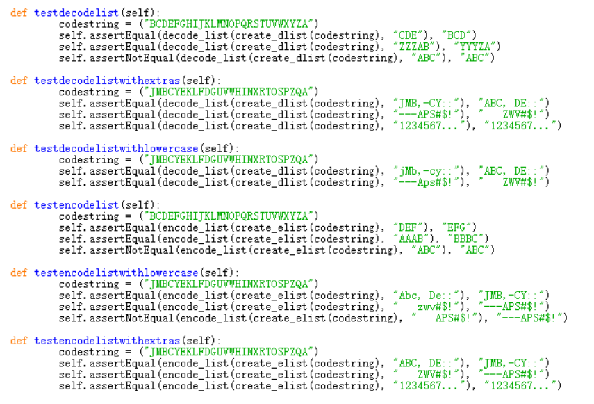 decode functions using lists def create elist (codestring) def create_dlist (codestring) def