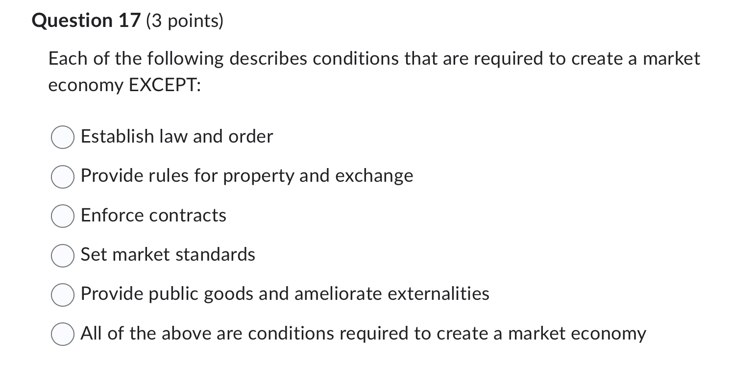  Question 17(3 points) Each of the following describes conditions that are