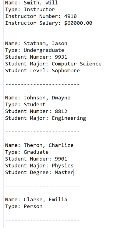  JAVA Suppose we are designing a college record-keeping program that has