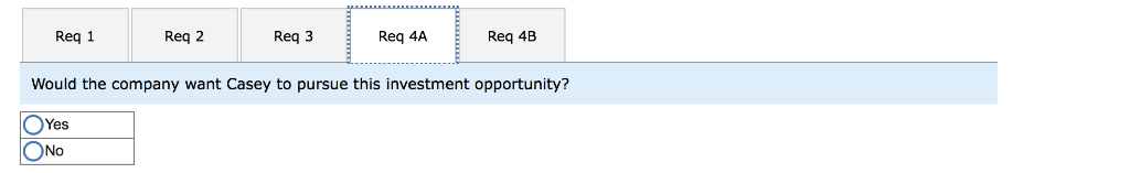 of the last three years. Casey is considering a capital budgeting project
