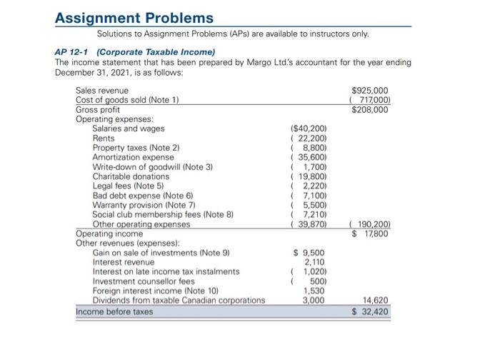  Assignment Problems Solutions to Assignment Problems (APs) are available to instructors