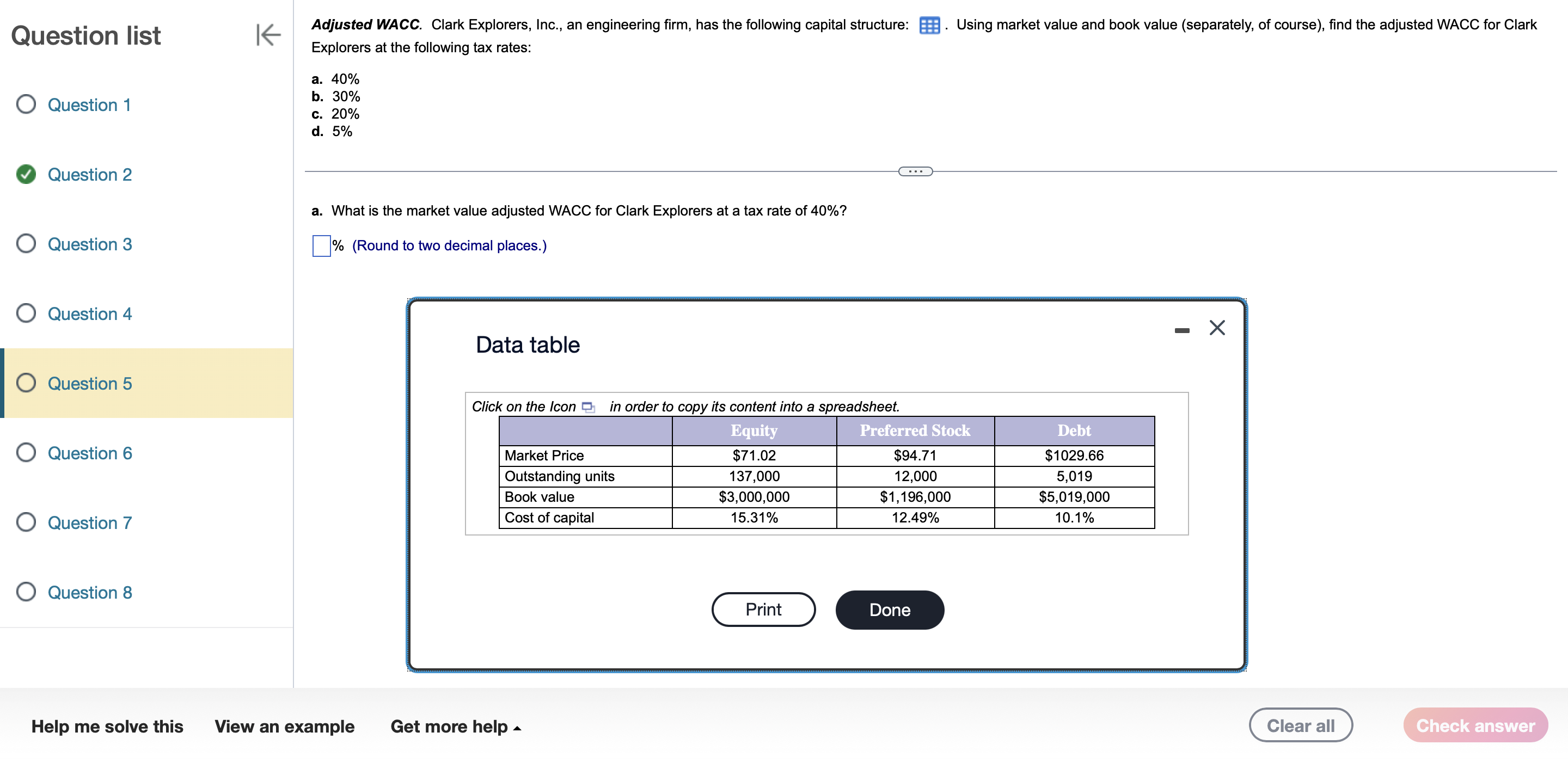  Question list Question 1 Question 2 Question 3 Question 4 Question