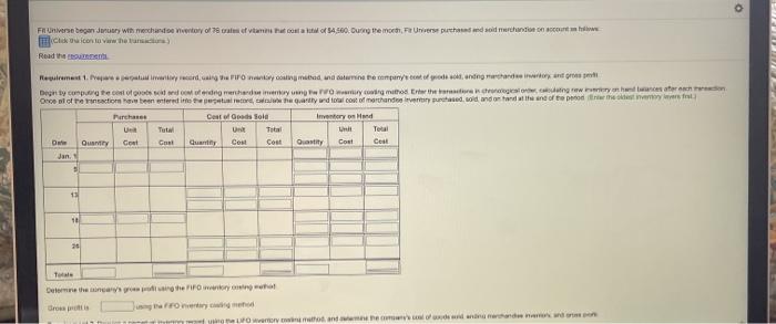 inventory, and gross profit. Prepare a perpetual inventory record, using the LIFO